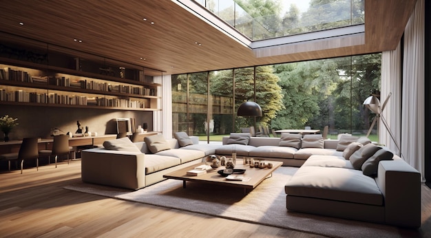 bright modern living room with spacious natural light generativa IA