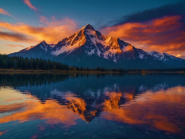 Photo bright mountain background at sunset