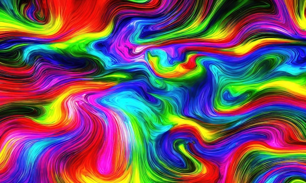 Bright multicolored chaotic abstract waves background