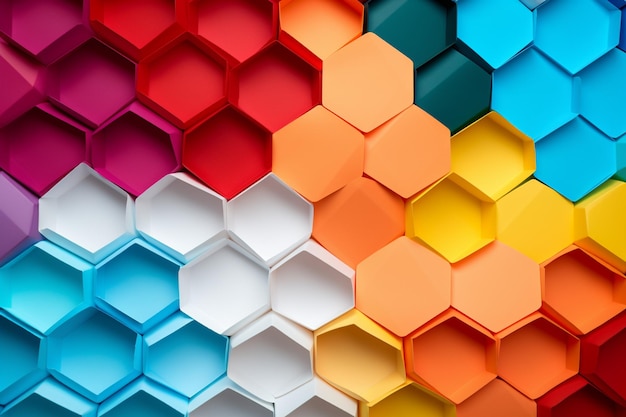 Bright Multicolored Paper Hexagon Design