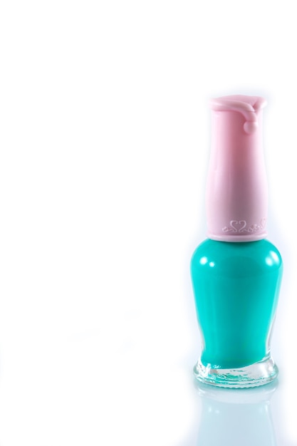 bright nail polishes  on white background