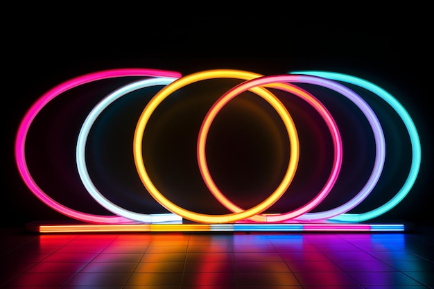 Photo bright neon arcs with electric light effects