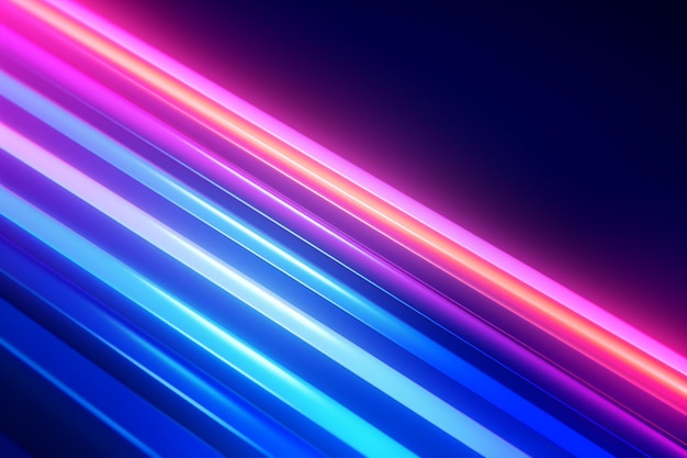 Photo bright neon lines with a dynamic glow effect