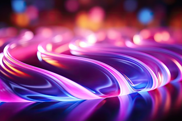 Bright neon swirl that shines Bright glare blurs location to meet online Blurred focus fluoresc