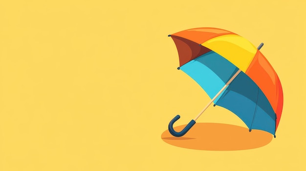 Photo a bright open umbrella in a fun d cartoon style showcasing vibrant colors