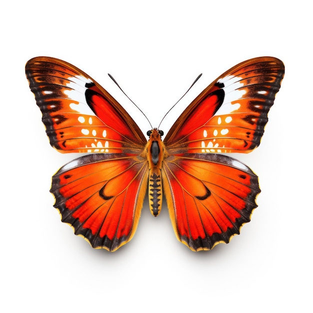 Bright Orange Butterfly Isolated on Clean White Background