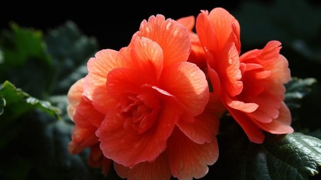 A bright orange flower with a dark background