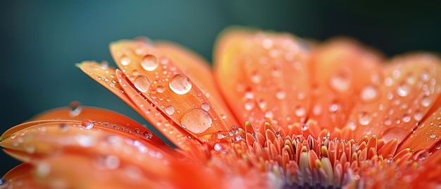 Photo bright orange flower with water droplets close up