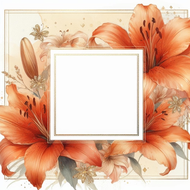 Photo bright orange lilies adorned with delicate flowers in a soft elegant design