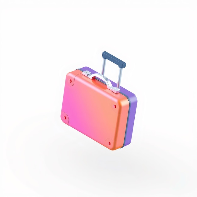 Photo a bright orange and purple suitcase with a black handle on a white background