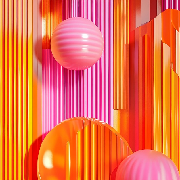 Photo bright orange vibrant 3d puffy vertical wallpaper with bold geometric shapes background