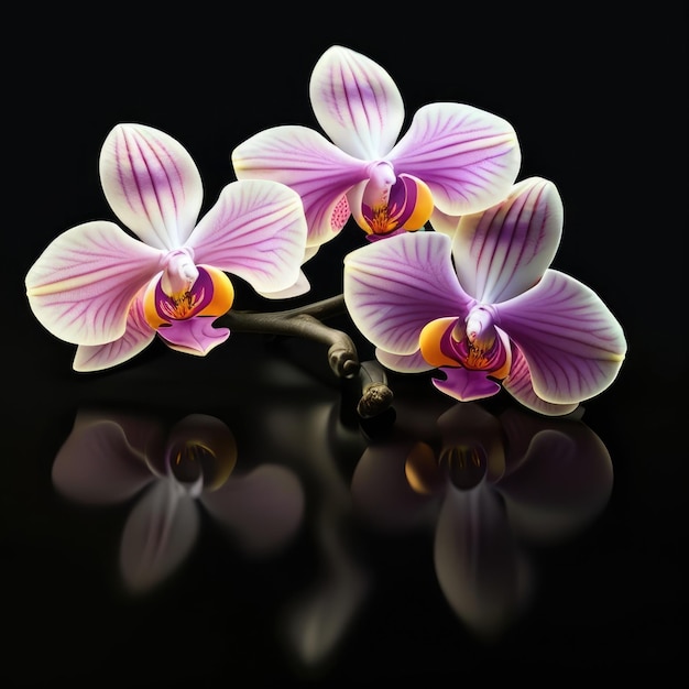 Bright orchid on a dark background Generative AI