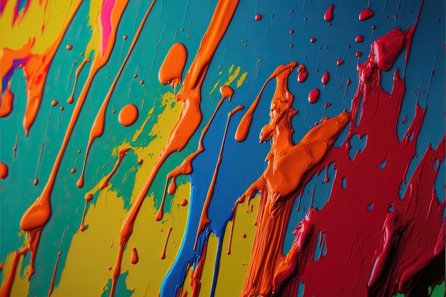 Bright paint dripping down a wall