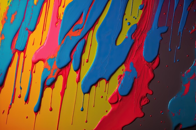 Bright paint dripping down a wall