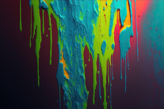 Bright paint dripping down a wall