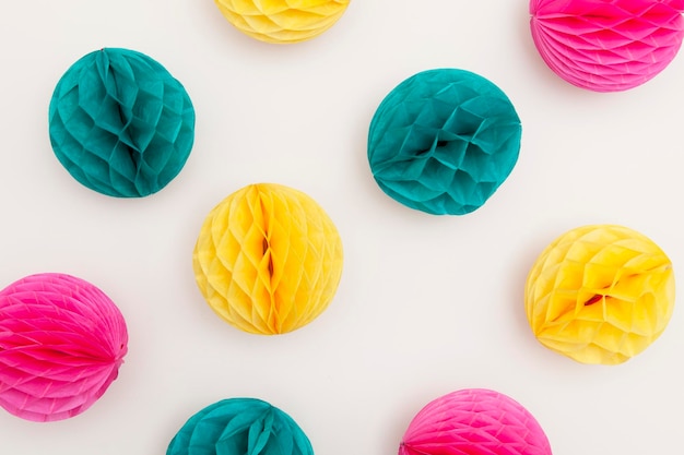 Bright party honeycomb pom pom decorations