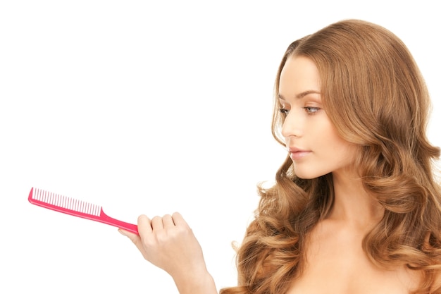 bright picture of beautiful woman with comb