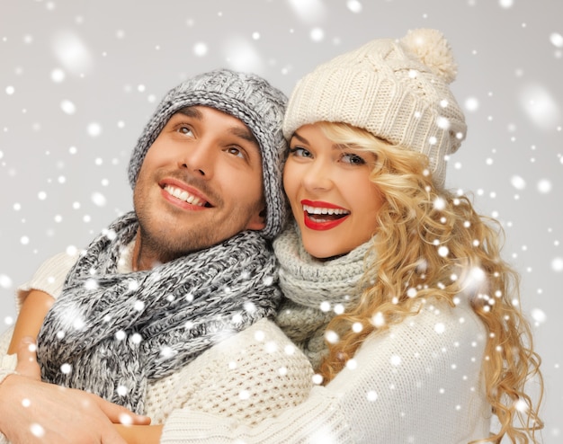 bright picture of family couple in a winter clothes