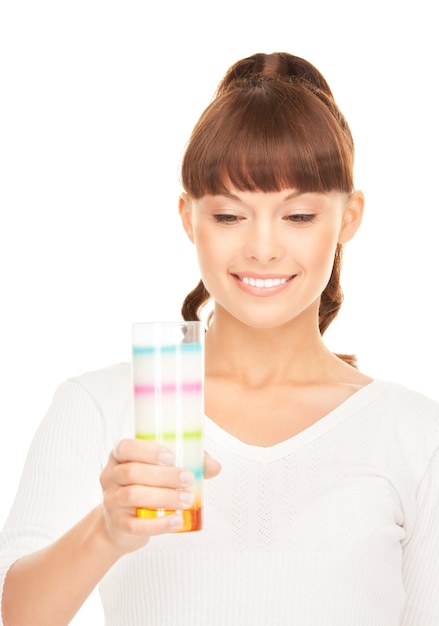 bright picture of lovely woman with glass of milk