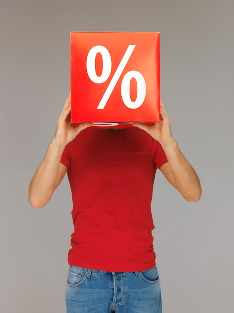 bright picture of man with percent sign