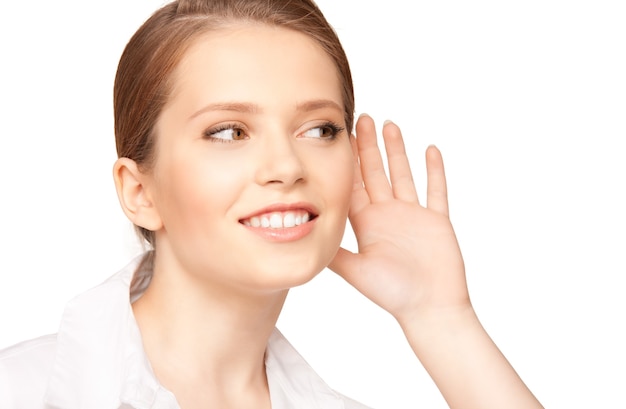 bright picture of teenage girl listening gossip