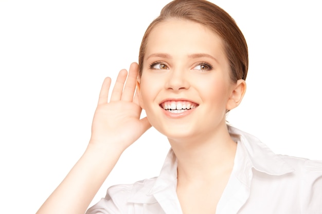 bright picture of teenage girl listening gossip