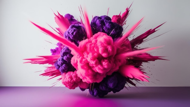 Bright pink and deep purple explosion conveys energy and artistic vibrancy