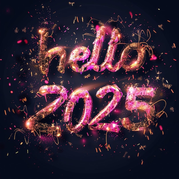 a bright pink and yellow fireworks display with the words hello in the middle