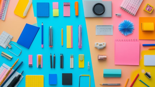 Bright Playful Office Supplies Flat Lay A Creative Design Inspiration