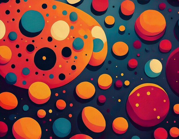 Photo bright polka dot pattern abstract and playful retro design with colorful circles and bold background