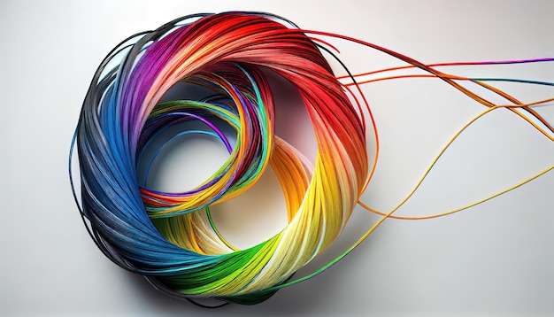 Bright rainbow wires abstract background AI render