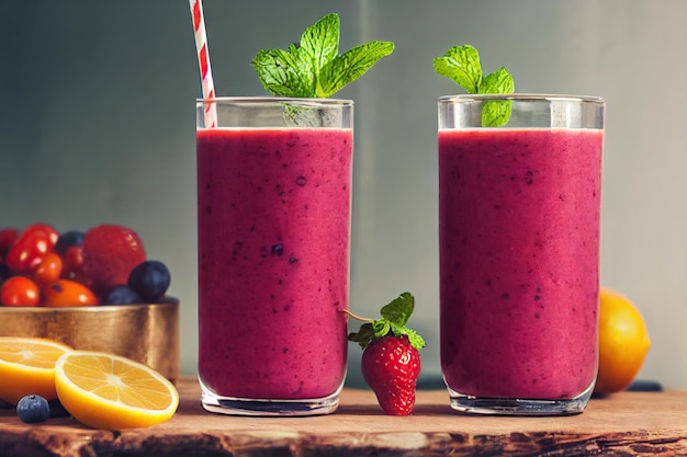 Bright raspberry detox juice from fresh healthy berries