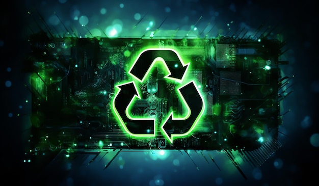 Bright recycling symbol in ecology concept AI generated