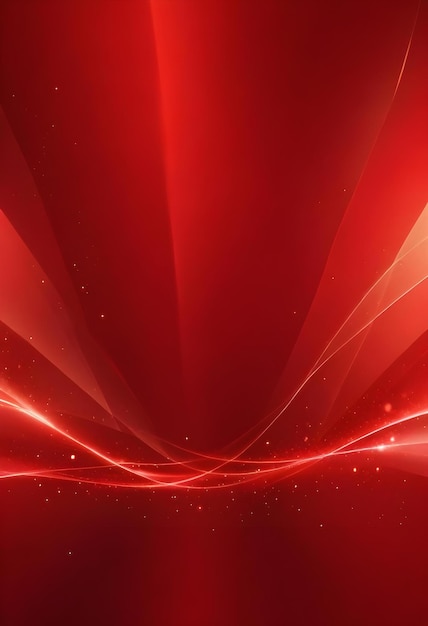 A bright red abstract background with glowing lines and sparkles