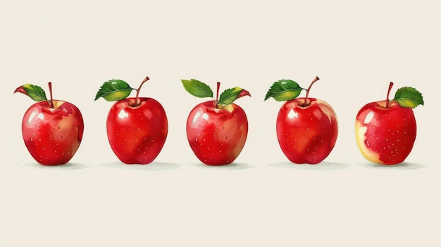 Bright red apples illustrated in watercolor perfect for fresh designs