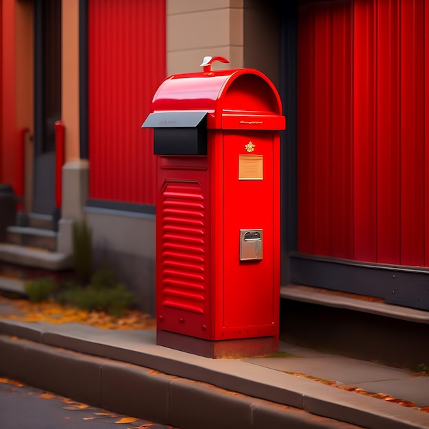 Photo a bright red mailbox near the street