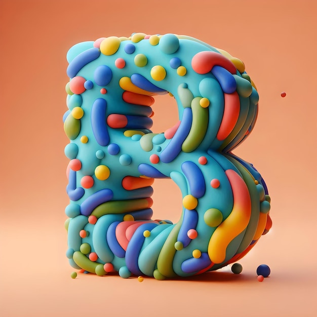 Photo bright and squishy 3d letter b with bounce animation