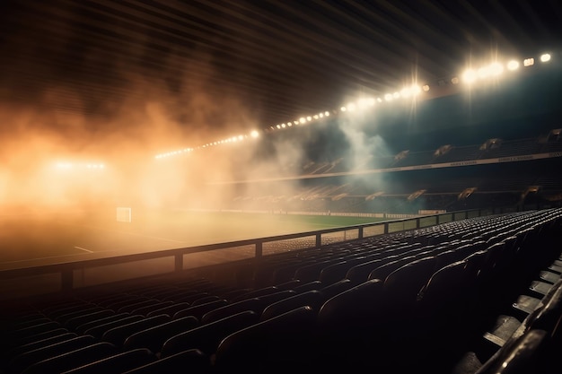 Bright stadium arena lights stadium lights and smoke