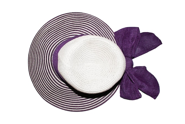 Bright summer straw hat isolated on white background