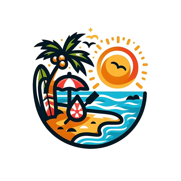 Bright Summer Time Logo Template Vector Art