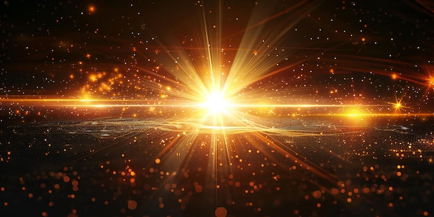 Bright sun with gradient star on black background symbolizing vitality