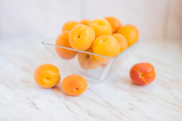 bright sweet fruit apricot in a glass bowl