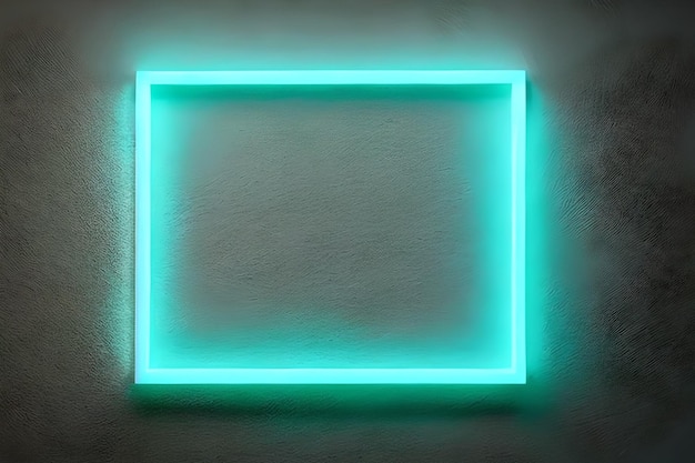 Bright turquoise rectangle neon at the wall backdrop and background