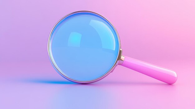 Photo bright vector magnifying glass 3d icon in cartoon minimal style for research and discovery theme