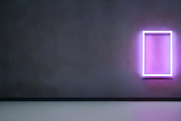 Bright violet rectangle neon at the wall backdrop and background