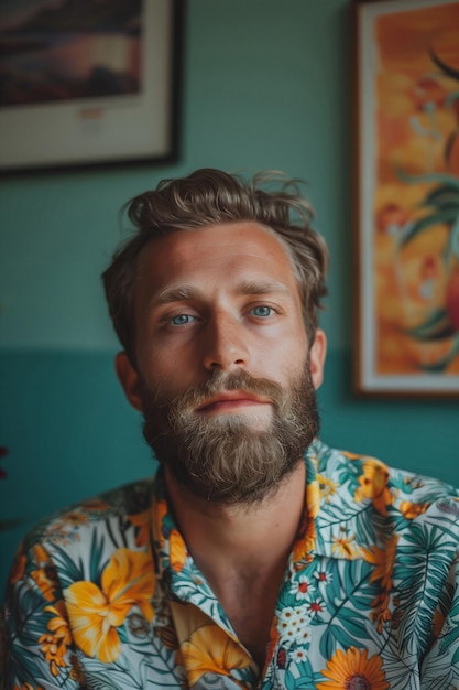 Bright vivid close up photo of a man with a serious look