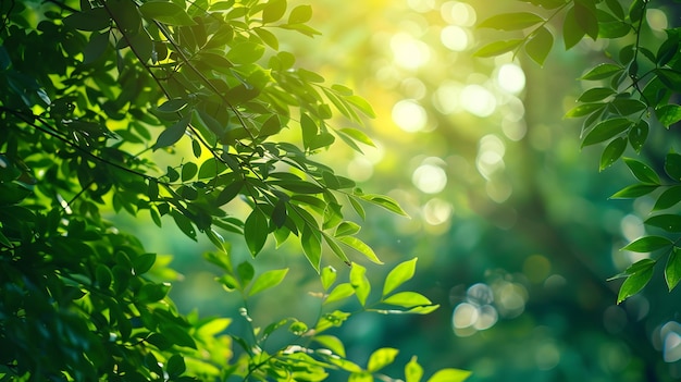 Bright and Warm Green Foliage in Natural Outdoor Environment