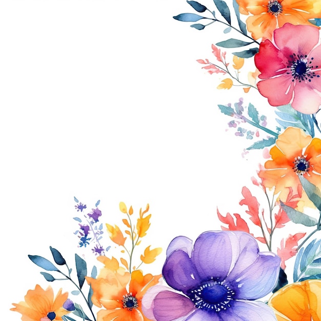 bright watercolored Flower boarder 2