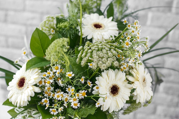 bright wedding bouquet on lightround