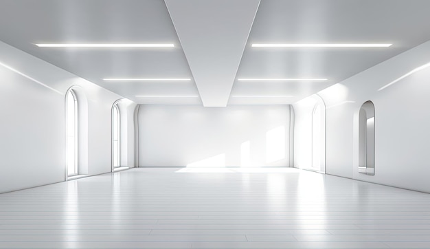 a bright white stage with light in the style of panorama